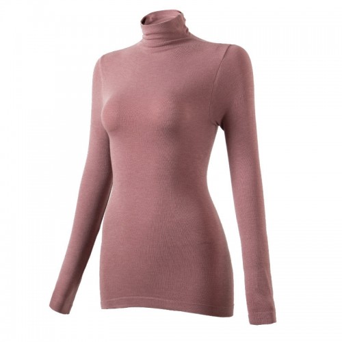 Soft Intimate Turtleneck Stretchy Thermal Underwear, Comfortable Solid Color Long Sleeve Slim Fit Top, Women's Clothing